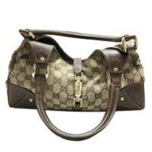 Gucci Jackie Bardot shoulder bag brown GG canvas leather